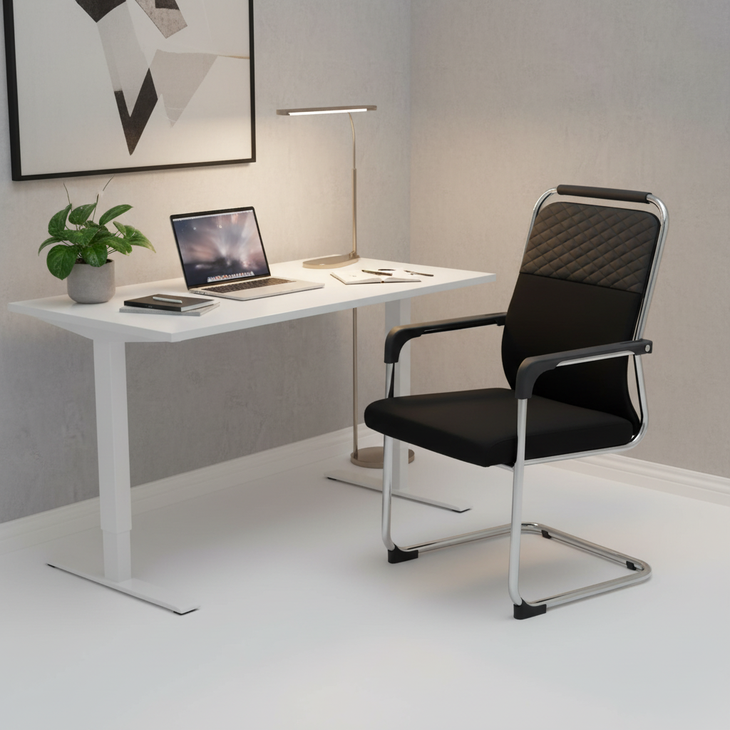 Mesh Back Visitor Chair for Home Office | Chrome Frame | INFINI HOMES UAE