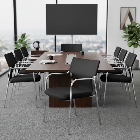 Premium Black Visitor Chair IH 089 BRN | UAE Office Furniture