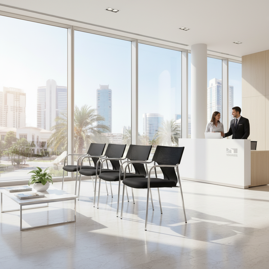 Premium Black Visitor Chair IH 089 BRN | UAE Office Furniture