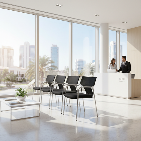 Premium Black Visitor Chair IH 089 BRN | UAE Office Furniture