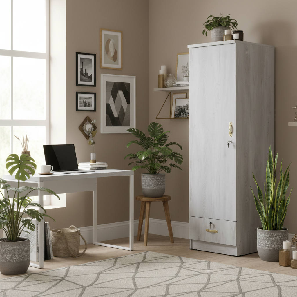 Single Door Wooden Wardrobe IH 611 in Home Office UAE – Versatile Storage Solution Dubai Abu Dhabi