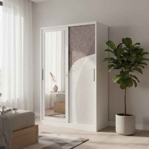 Metal Wardrobe with 2 Sliding Doors & Inner Locker | 180×120×50 cm | INFINI HOMES UAE