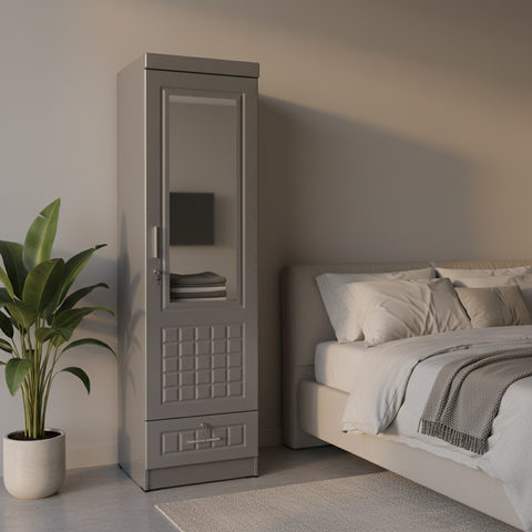 Single Door Wardrobe IH 711 in Contemporary Apartment – Modern Bedroom Storage UAE