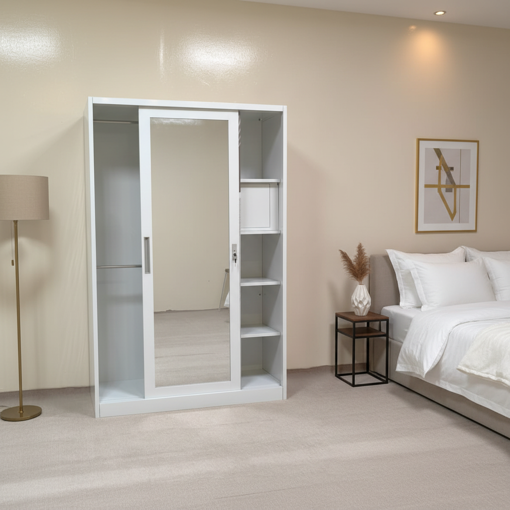 Metal Wardrobe with 2 Sliding Doors & Inner Locker | 180×120×50 cm | INFINI HOMES UAE