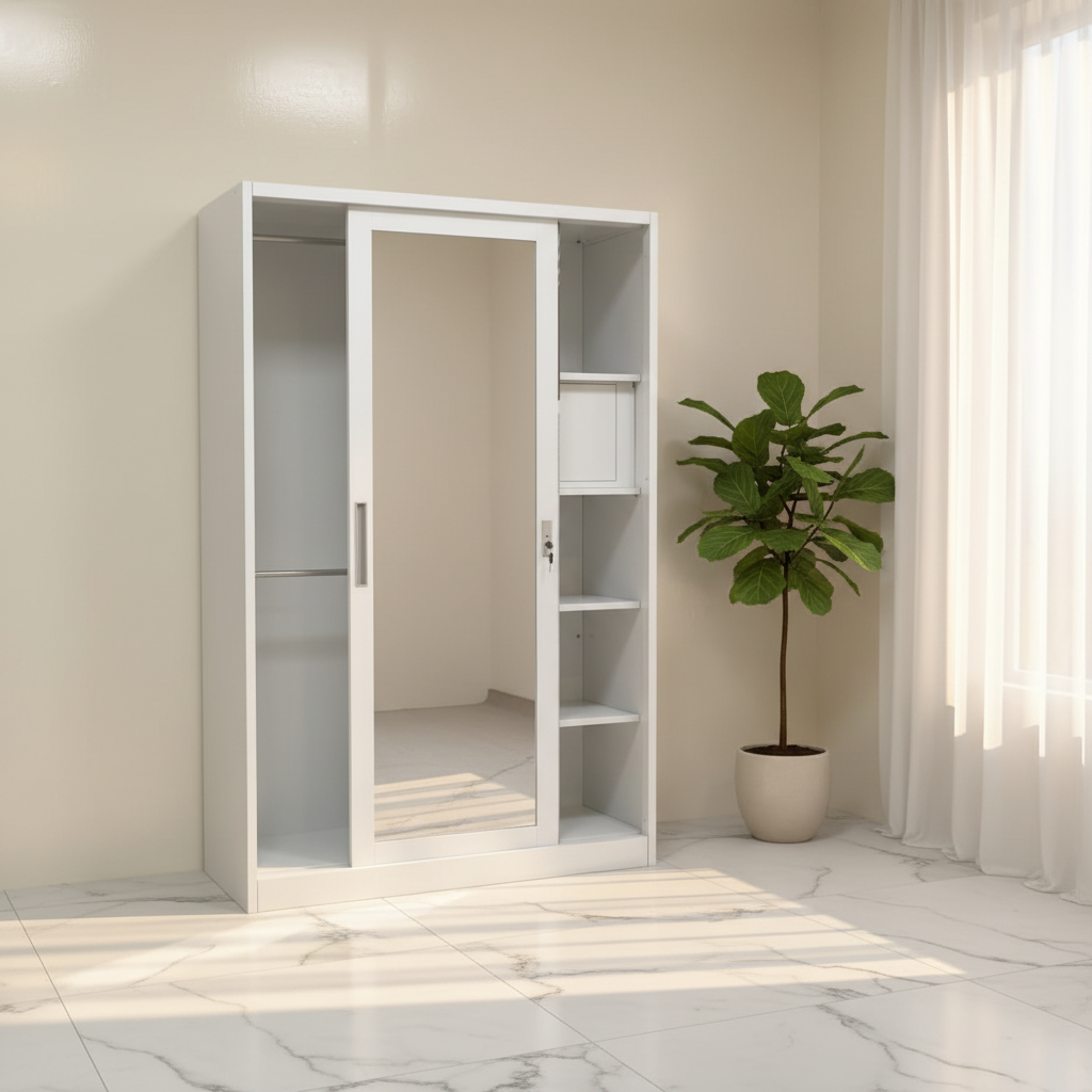 Metal Wardrobe with 2 Sliding Doors & Inner Locker | 180×120×50 cm | INFINI HOMES UAE