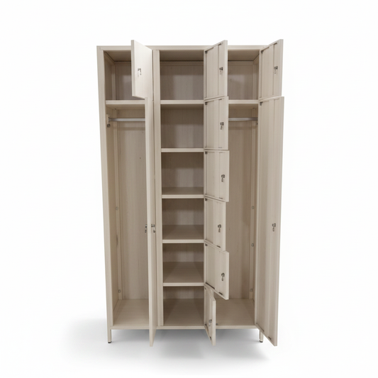 Metal 10 Doors Triplex Locker | Beige Steel Storage Cabinet UAE – IH 3L-10D