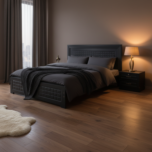 Double Wooden Bed Without Side Table | IH 74160 | INFINI HOMES UAE