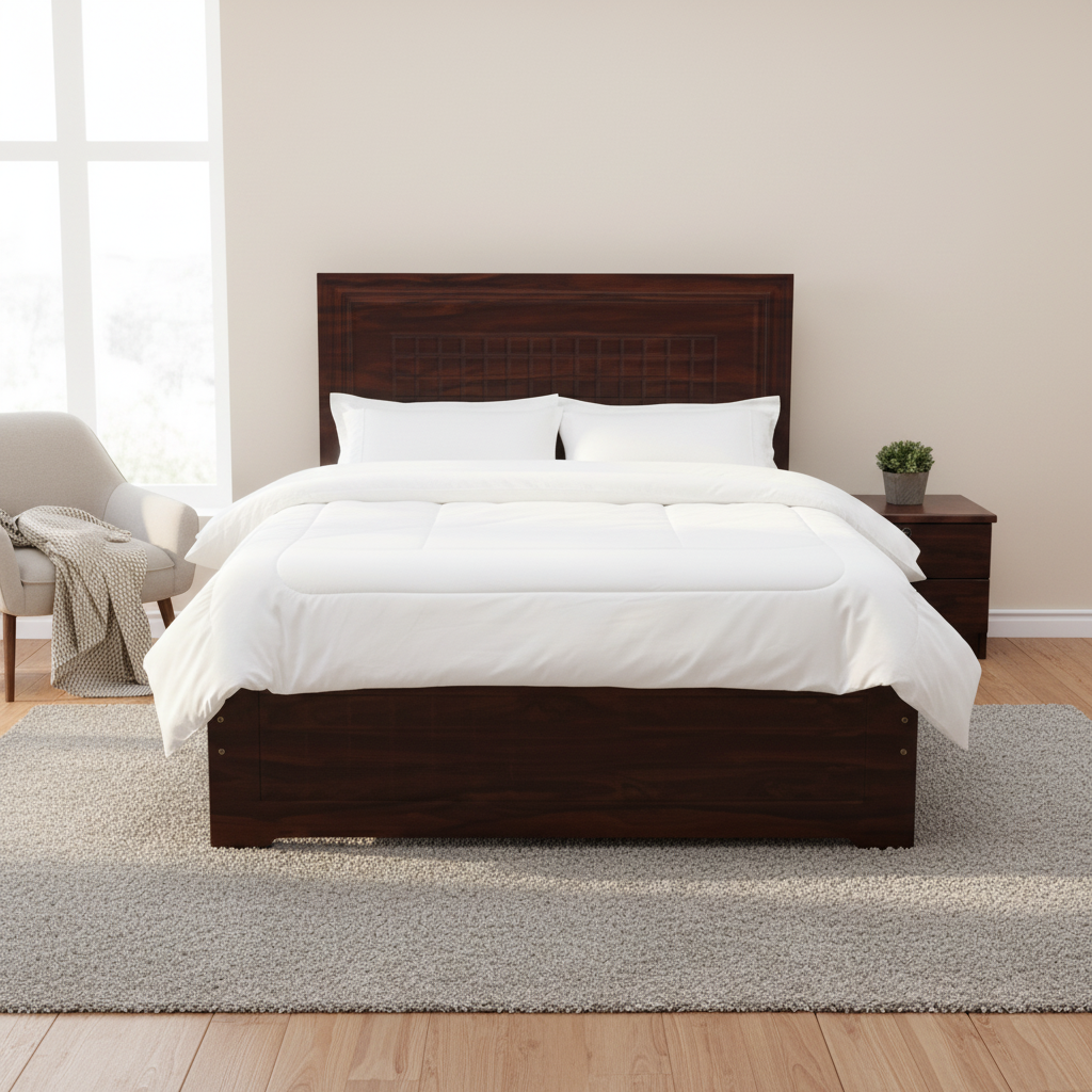 Single Wooden Bed Dark Walnut Dubai UAE – IH 720 120x190cm Bedroom Furniture