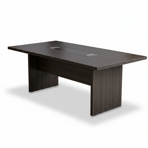 Wenge Meeting Table 200x100cm with cable management – dark wood boardroom table UAE | INFINI HOMES