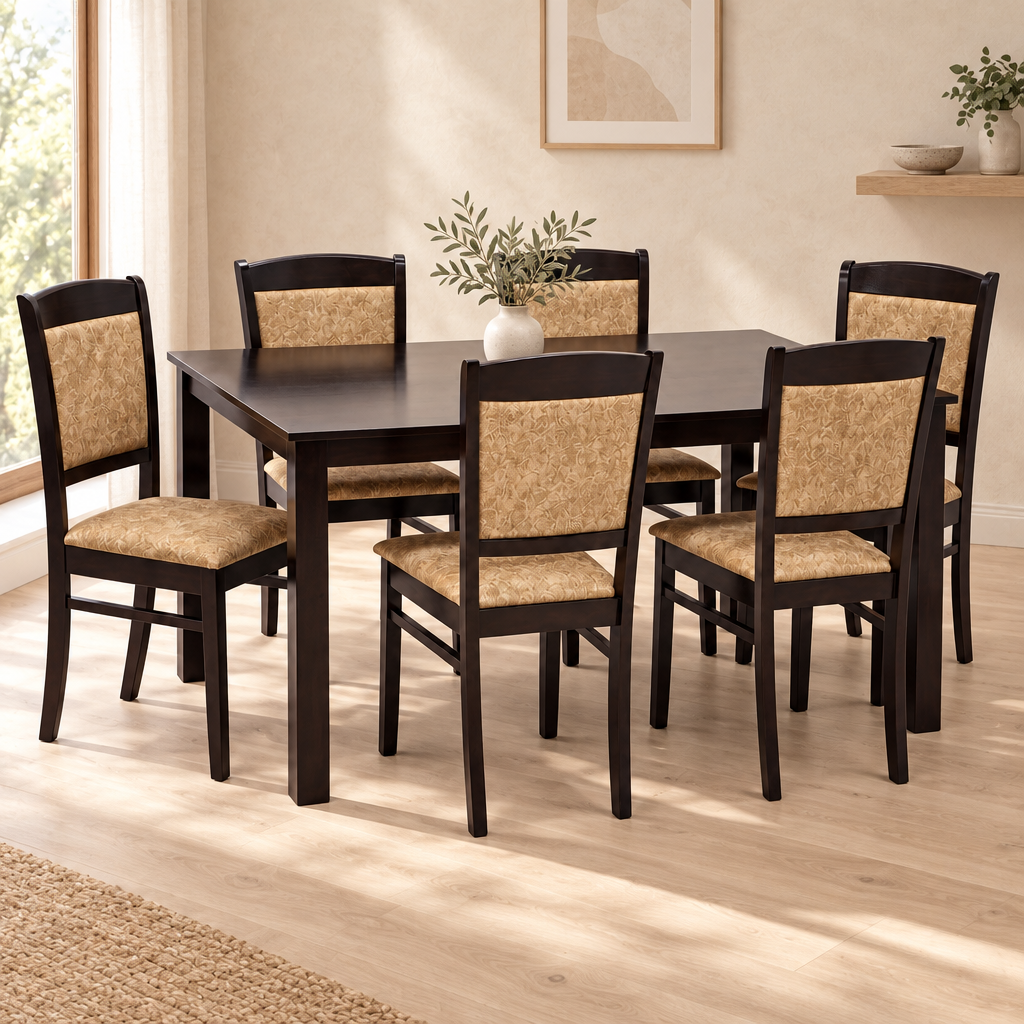 6 Seater Dining Table Set UAE – Wenge Table with 6 Chairs IH-MILAN-6