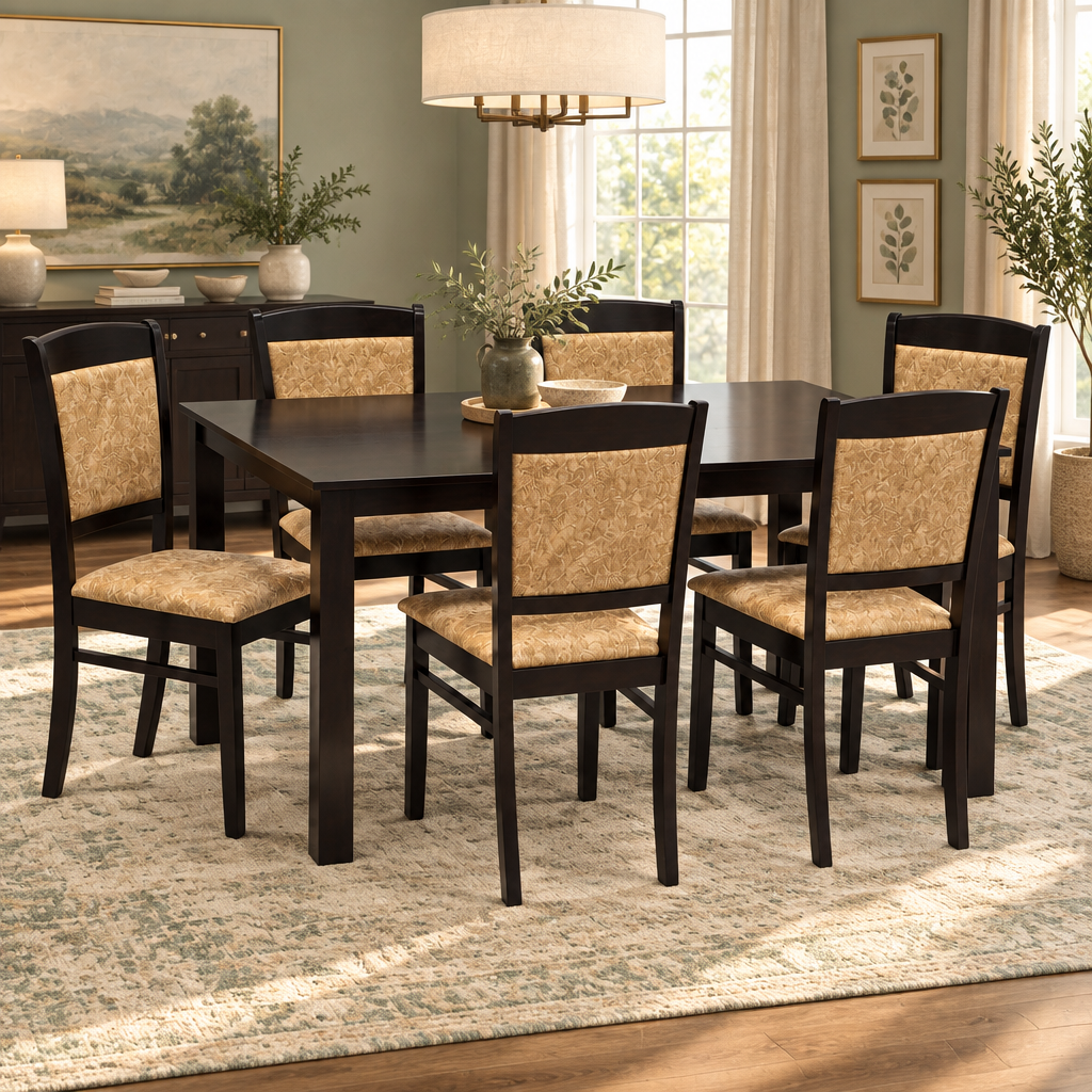 6 Seater Dining Table Set UAE – Wenge Table with 6 Chairs IH-MILAN-6