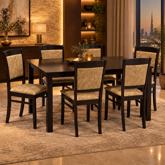 6 Seater Dining Table Set UAE – Wenge Table with 6 Chairs IH-MILAN-6