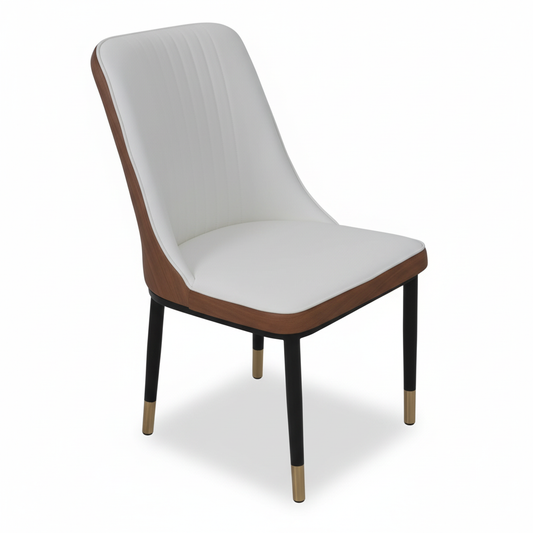 PU Dining Chair with Metal Legs – Brown & White | IH-DC34