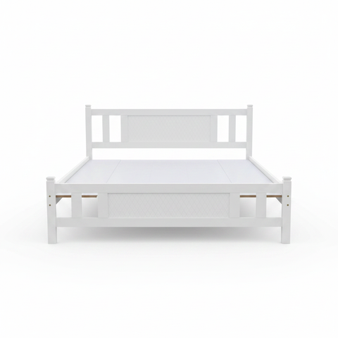 Wooden King Size Bed 150x190cm | White | IH-102 | INFINI HOMES UAE