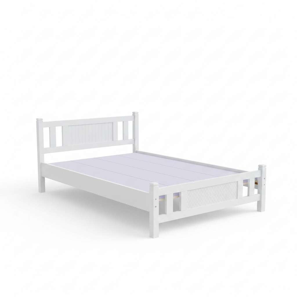 Wooden Single Bed 120x190cm | White | IH 102 – INFINI HOMES UAE