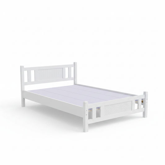 Wooden Single Bed 120x190cm | White | IH 102 – INFINI HOMES UAE