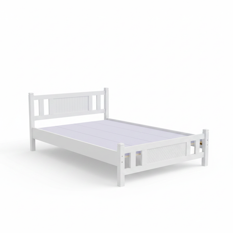 Wooden Single Bed 120x190cm | White | IH 102 – INFINI HOMES UAE