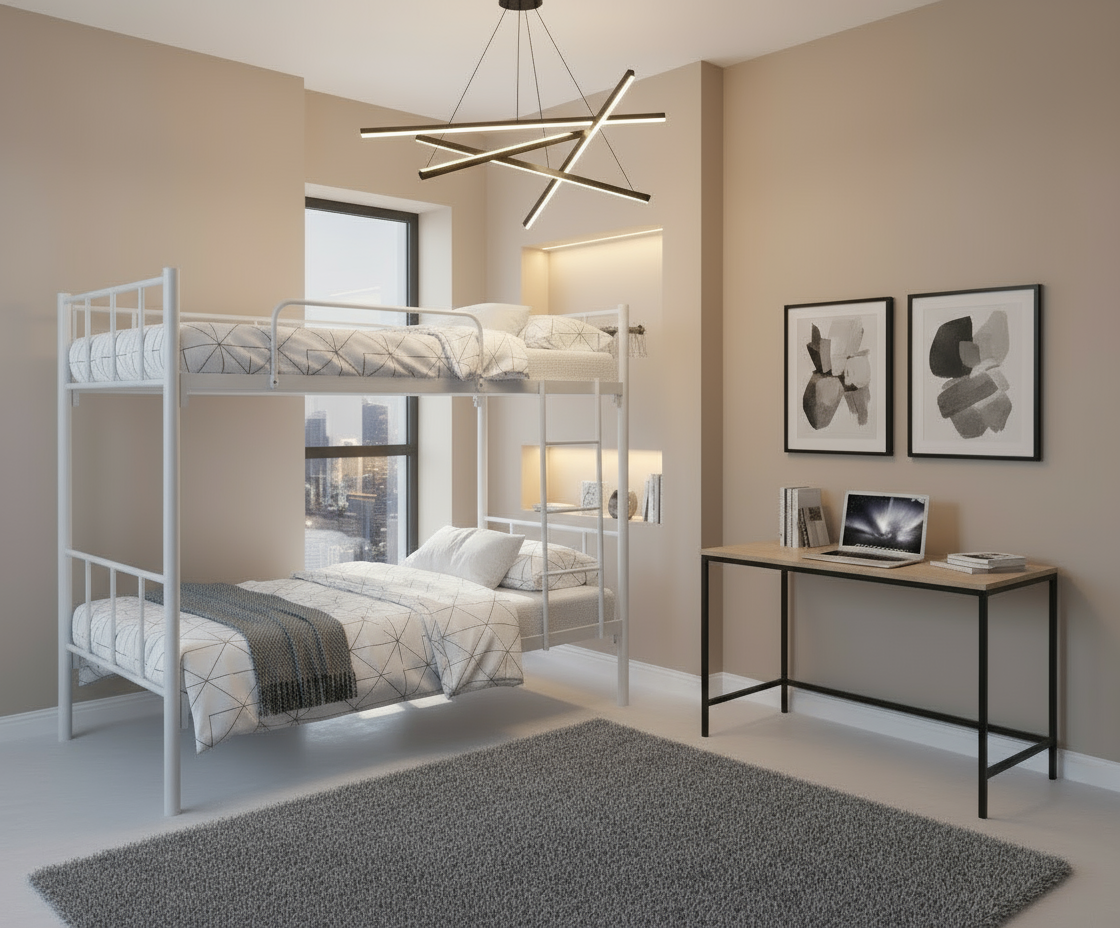 Heavy Duty Steel Bunk Bed Only Dubai UAE | Double Metal Bunk Bed with Ladder | INFINI HOMES