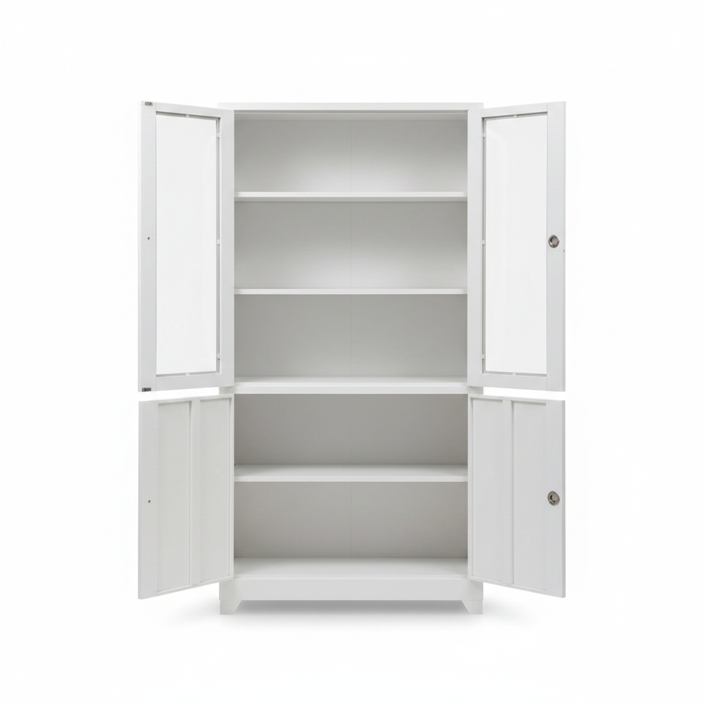 INFINI HOMES IH K12 Beige Metal Cabinet Open View – 4-Door Storage Cupboard with Shelves, UAE Delivery