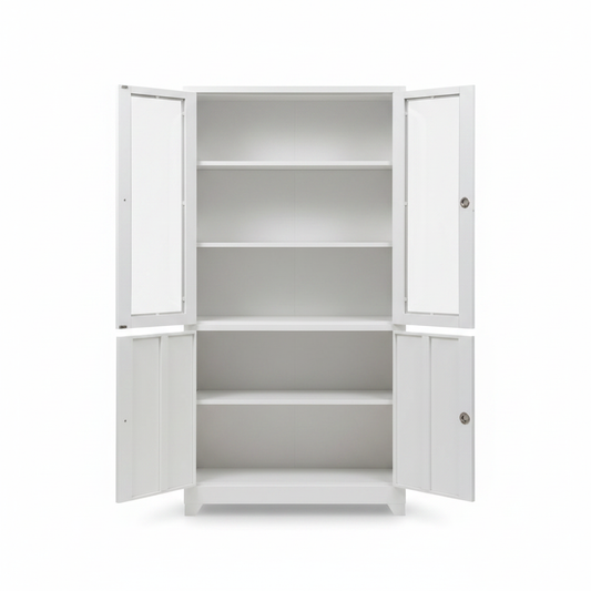 INFINI HOMES IH K12 Beige Metal Cabinet Open View – 4-Door Storage Cupboard with Shelves, UAE Delivery