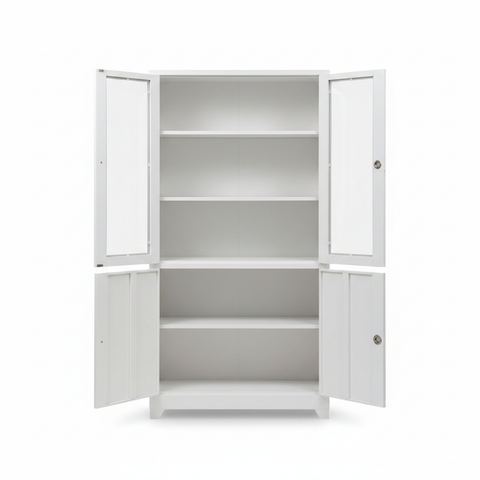 INFINI HOMES IH K12 Beige Metal Cabinet Open View – 4-Door Storage Cupboard with Shelves, UAE Delivery