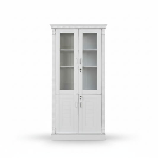 Luxury White Office Storage Cabinet with Display 80x200x4 IH 312 | UAE Delivery