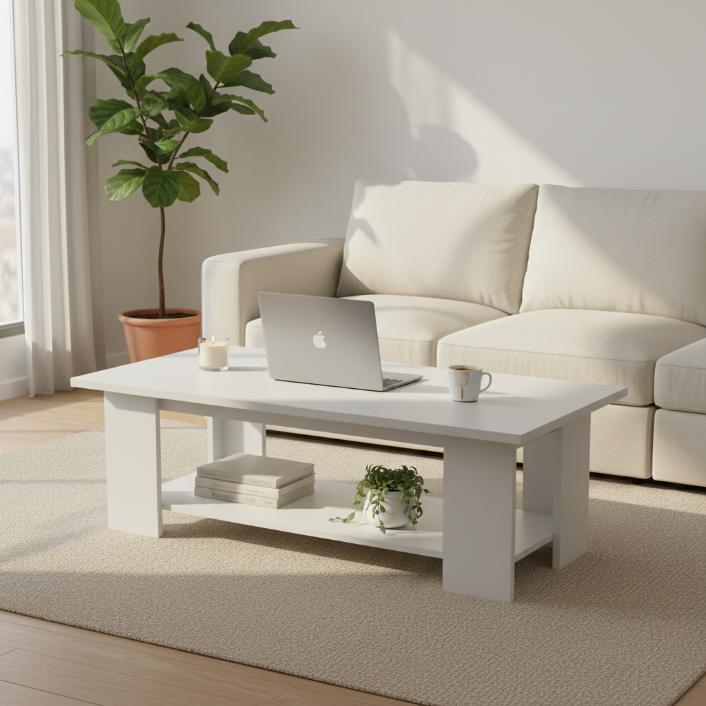 Coffee Table IH 4120 | Modern White Living Room Table – INFINI HOMES