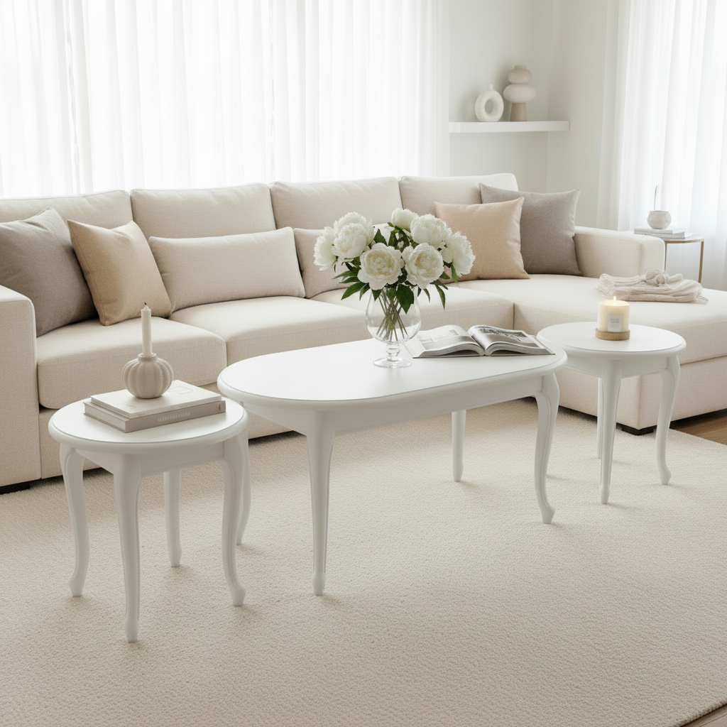 INFINI HOMES Coffee Table Set (1+2) IH 6006 – White | Premium Living Room Furniture UAE