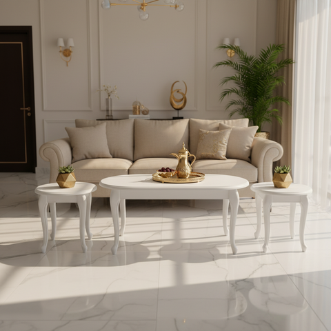 INFINI HOMES Coffee Table Set (1+2) IH 6006 – White | Premium Living Room Furniture UAE