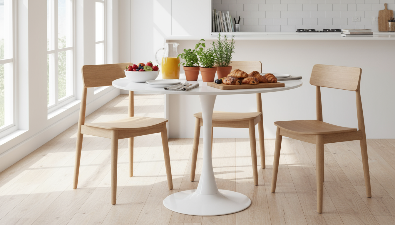 Round Dining Table 60cm Black & White - Modern Coffee Table UAE | INFINI HOMES