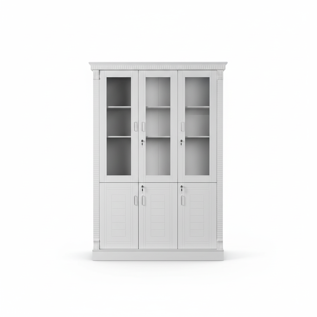 Classic White Glass-Front Display Cabinet 120x200x45 | Dubai, Abu Dhabi, Sharjah UAE