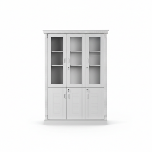 Classic White Glass-Front Display Cabinet 120x200x45 | Dubai, Abu Dhabi, Sharjah UAE