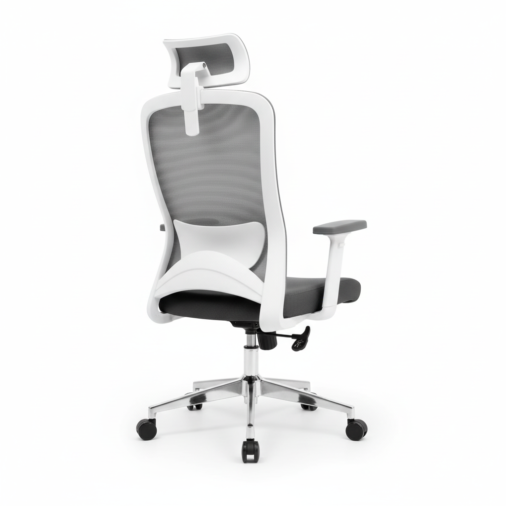 High Back Mesh Office Chair with Headrest UAE | Ergonomic Executive Chair White Frame - Model Sammy HB-WT