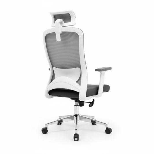 High Back Mesh Office Chair with Headrest UAE | Ergonomic Executive Chair White Frame - Model Sammy HB-WT