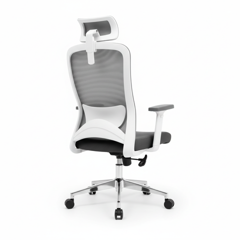 High Back Mesh Office Chair with Headrest UAE | Ergonomic Executive Chair White Frame - Model Sammy HB-WT