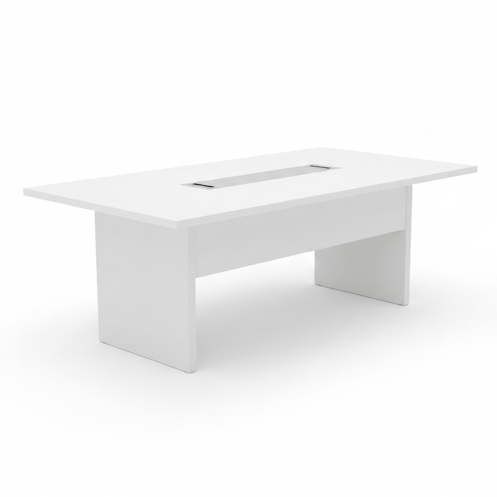 Beige Meeting Table 200x100cm with cable management – premium conference table for UAE offices | INFINI HOMES