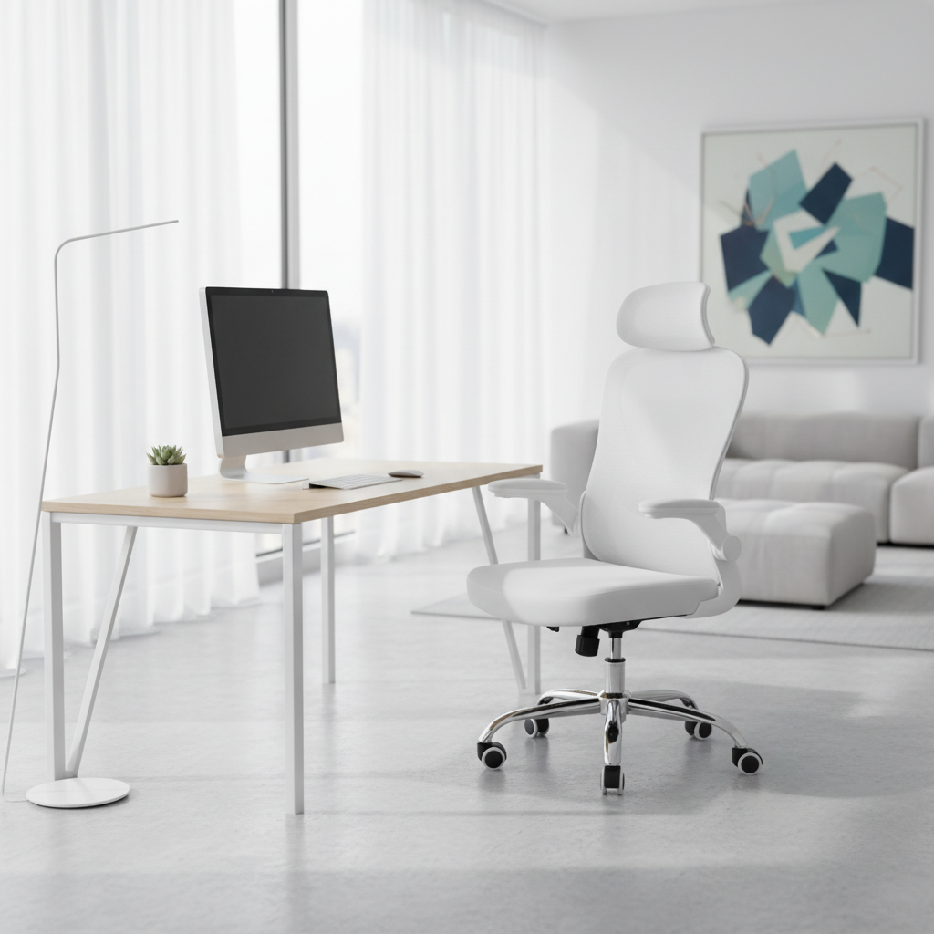 Ergonomic Mesh Office Chair with Headrest - High Back Executive Chair UAE | IH 6039 WHT
