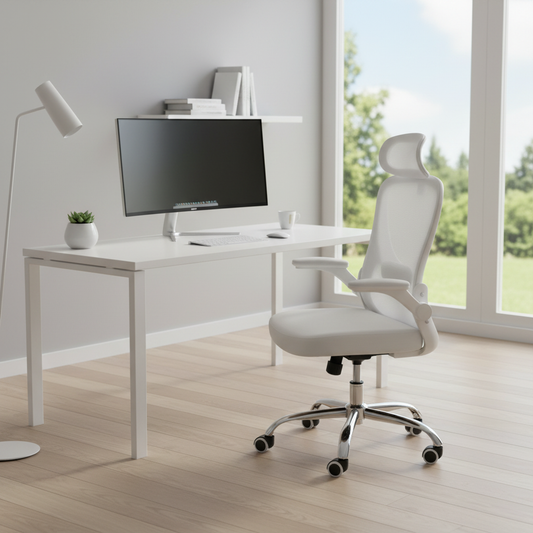 Ergonomic Mesh Office Chair with Headrest - High Back Executive Chair UAE | IH 6039 WHT