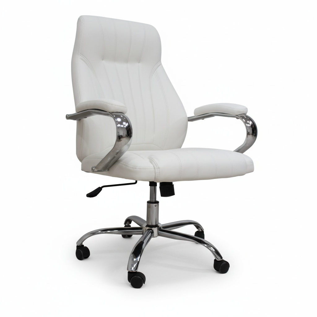 High Back Executive White Office Chair PU Leather - Ergonomic Desk Chair Dubai UAE | IH 923