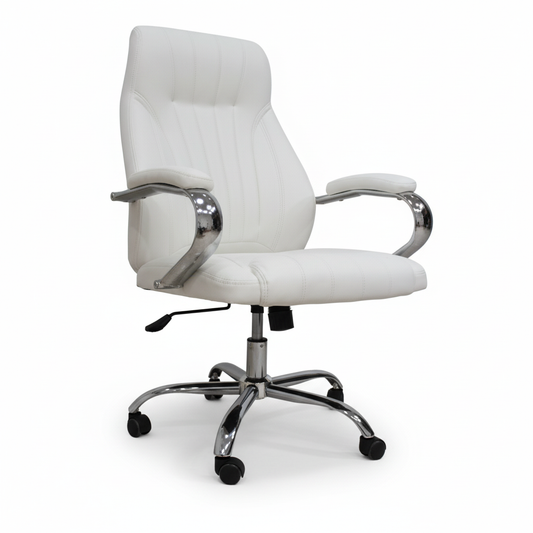 High Back Executive White Office Chair PU Leather - Ergonomic Desk Chair Dubai UAE | IH 923