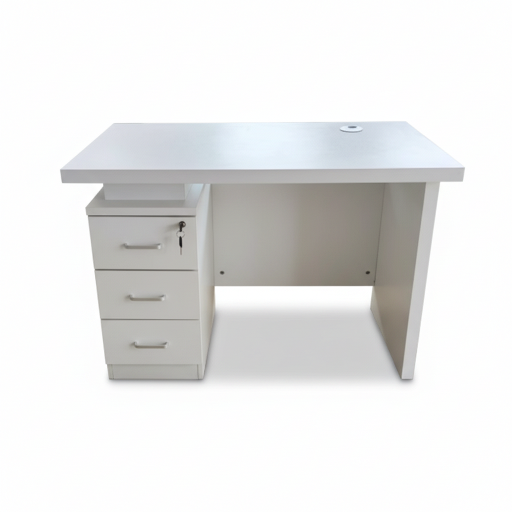 White Office Desk with Drawers 100x60cm | Premium Workspace Furniture UAE