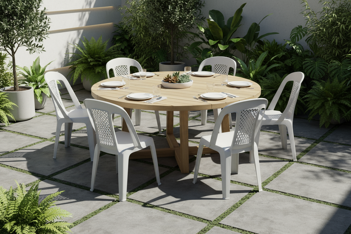 Premium Regal Plastic Chairs Set of 6 - White | UAE Delivery to All 7 Emirates