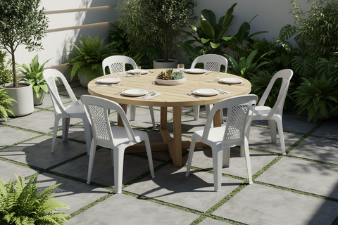 Premium Regal Plastic Chairs Set of 6 - White | UAE Delivery to All 7 Emirates