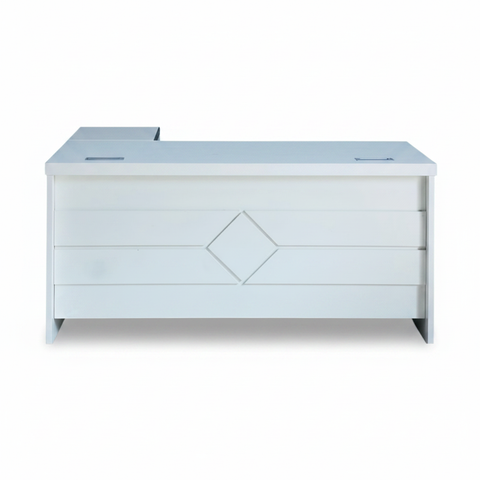 L-Shape Office Desk Full White Studio Shot – IH-877-1.6 | Buy Office Furniture UAE