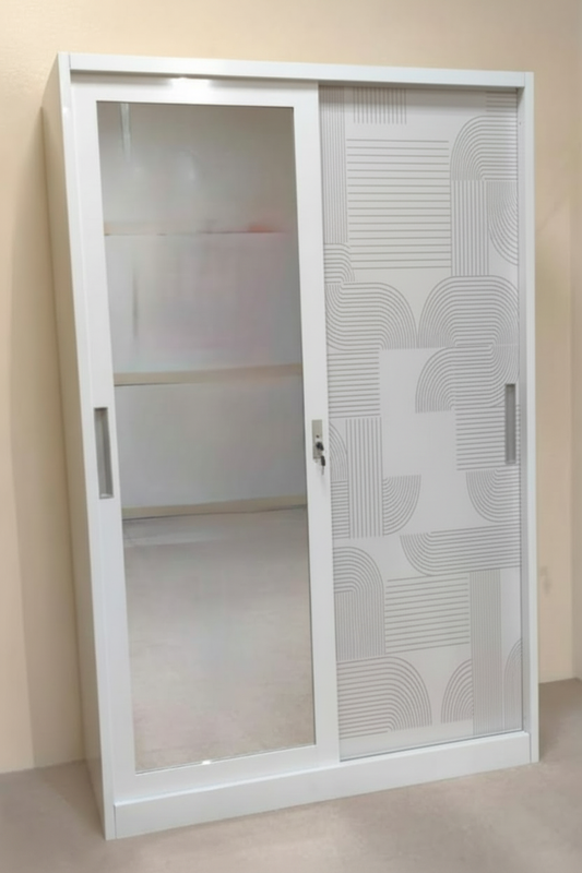 Metal Wardrobe with 2 Sliding Doors & Inner Locker | IH AD-S3-1 (180×120×50 cm)