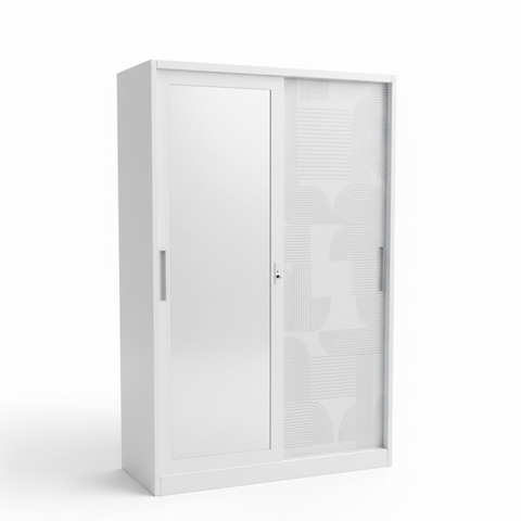 Metal Wardrobe with 2 Sliding Doors & Inner Locker | IH AD-S3-1 (180×120×50 cm)
