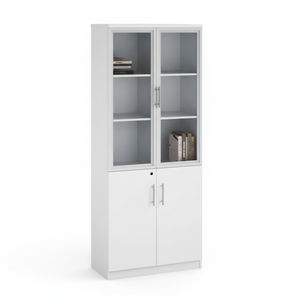 INFINI HOMES Glass Door Cabinet UAE - Model AF-D305-WT White 200x80x40cm Dubai Abu Dhabi Sharjah