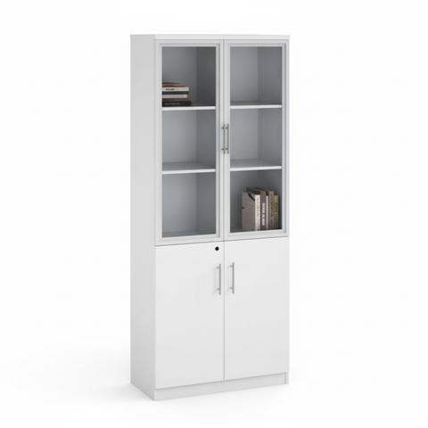 INFINI HOMES Glass Door Cabinet UAE - Model AF-D305-WT White 200x80x40cm Dubai Abu Dhabi Sharjah