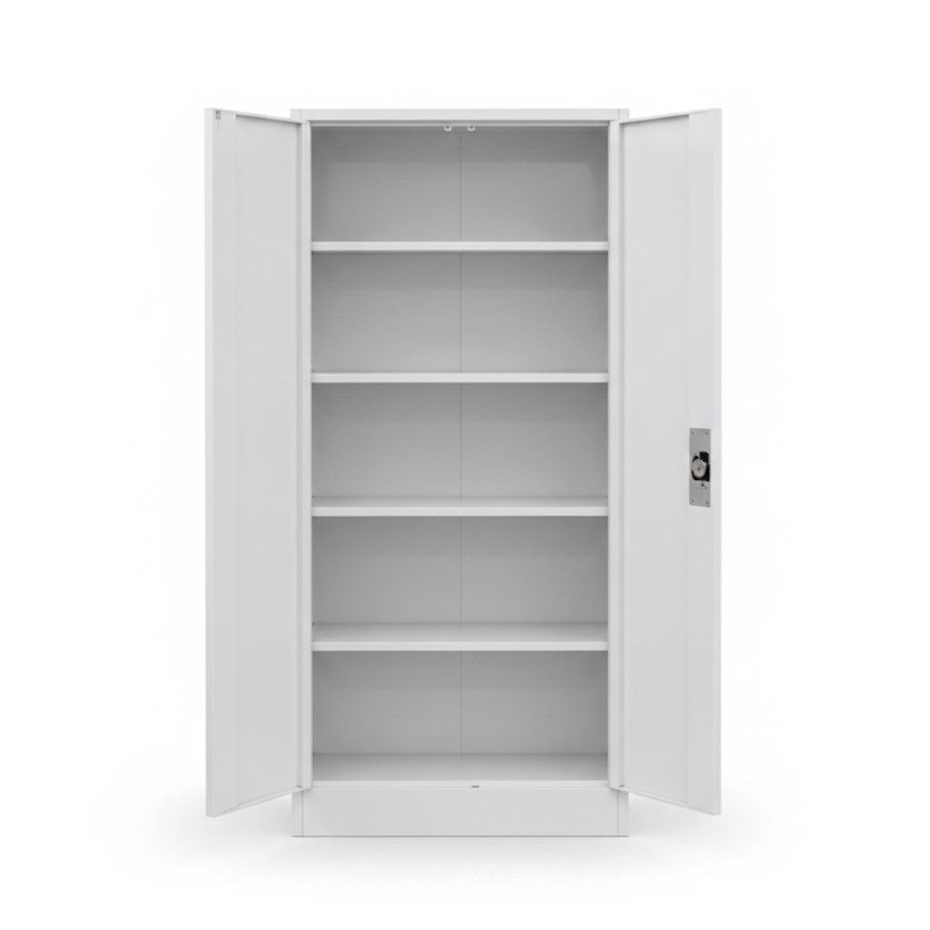 INFINI HOMES IH EF20 Beige Metal Cupboard Open View – 5 Adjustable Shelves, 2 Swing Doors, 190x85x40 cm – Buy in UAE