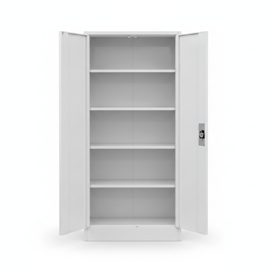 INFINI HOMES IH EF20 Beige Metal Cupboard Open View – 5 Adjustable Shelves, 2 Swing Doors, 190x85x40 cm – Buy in UAE